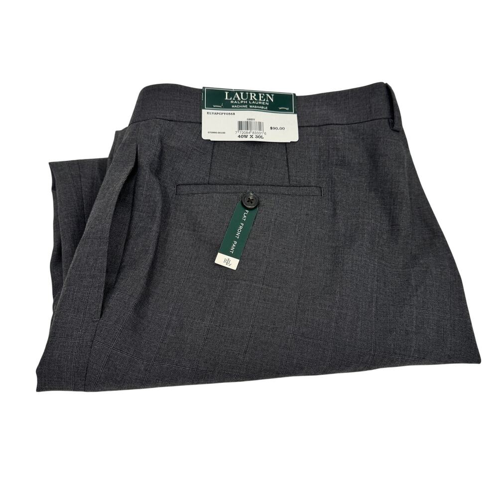 Lauren Ralph Lauren Pants Mens 40x30 ACTUAL Gray Flat Front Dress Pant NEW $90